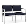 Lesro Navy/Midnight2 Seat Sofa, 43.5W24.5L32H, Open House Solid Color FabricSeat, Lenox SteelSeries LS2101